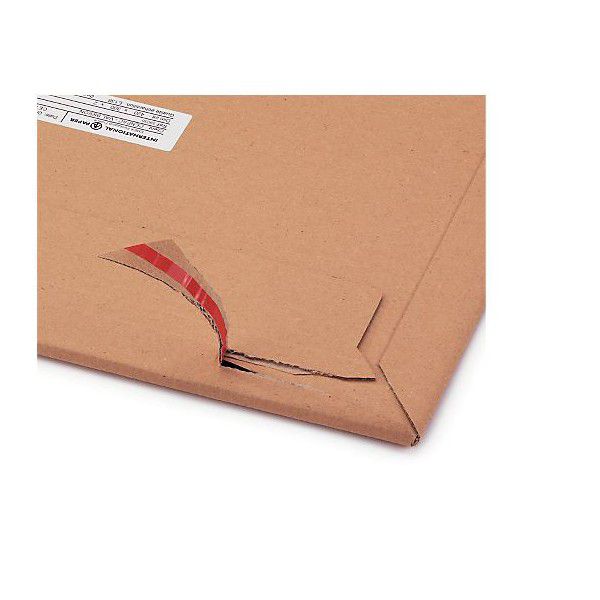 Pochette carton postale adhésive en carton kraft brun - 235x310 mm