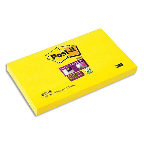 Notes Post-It® 656, Jaune Canari, 51 mm x 76 mm, 100 Feuilles/Bloc