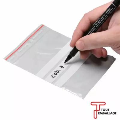 Sachet � fermeture ZIP bandes blanches 60 microns
