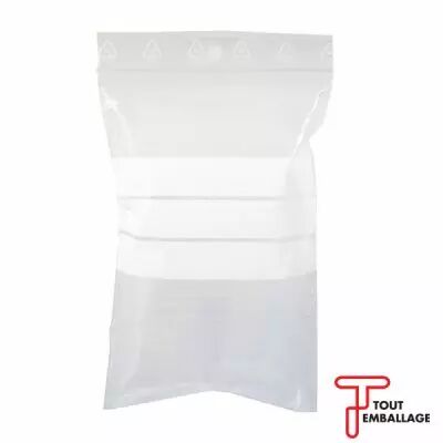 Sachet � fermeture ZIP transparent bande blanche 50 microns